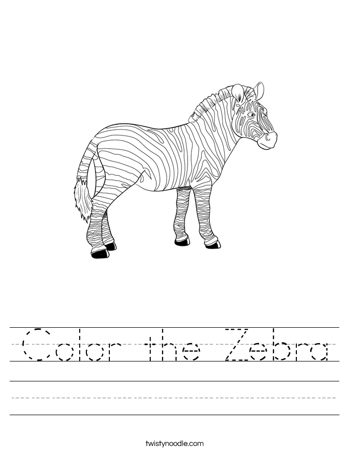 Color the Zebra Worksheet