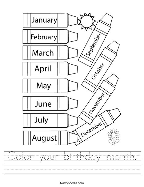 Color your birthday month. Worksheet