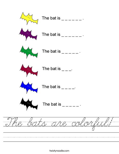 Colorful Bats Worksheet