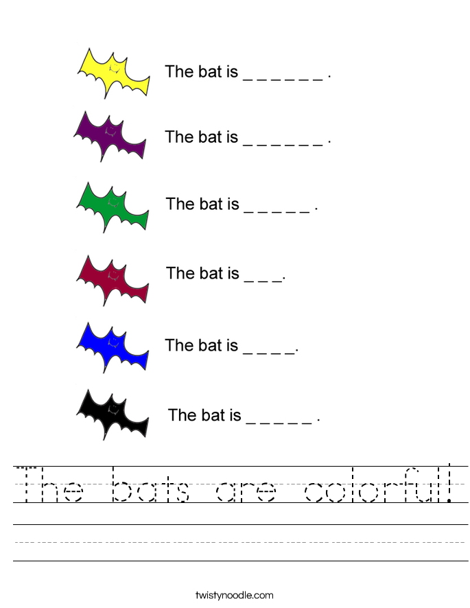 The bats are colorful! Worksheet