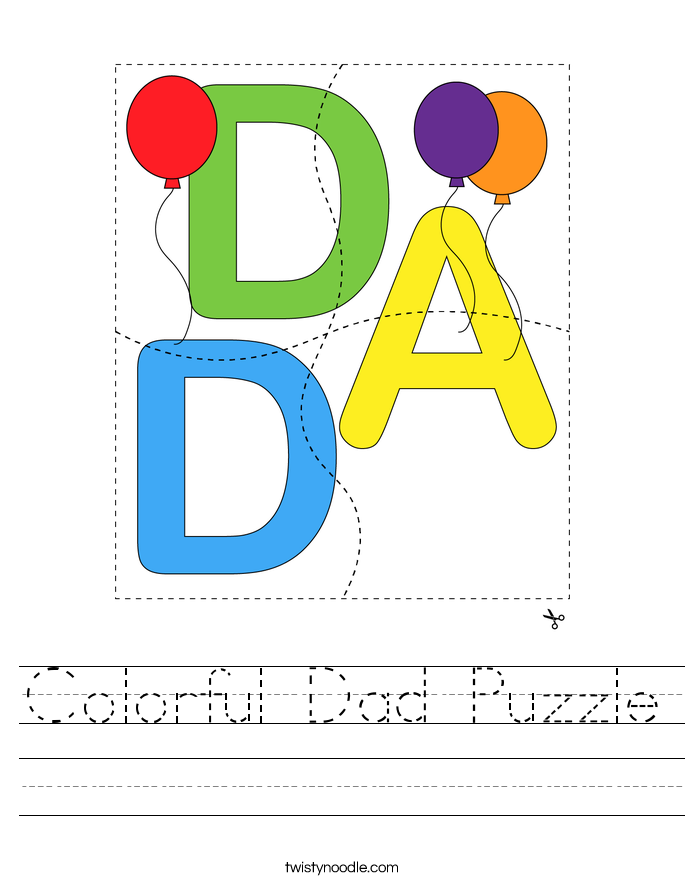 Colorful Dad Puzzle Worksheet