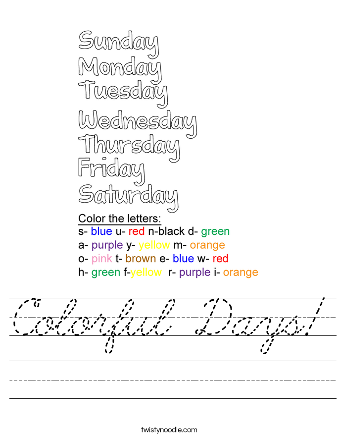 Colorful Days! Worksheet