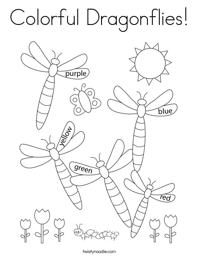 Colorful Dragonflies! Coloring Page