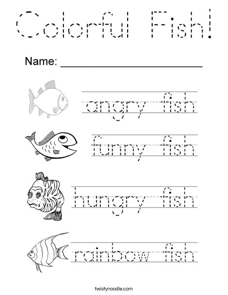 Colorful Fish Tracing Coloring Page
