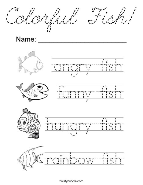 Colorful Fish Tracing Coloring Page