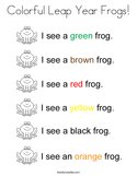 Colorful Leap Year Frogs Coloring Page