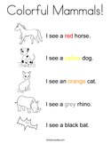 Colorful Mammals Coloring Page