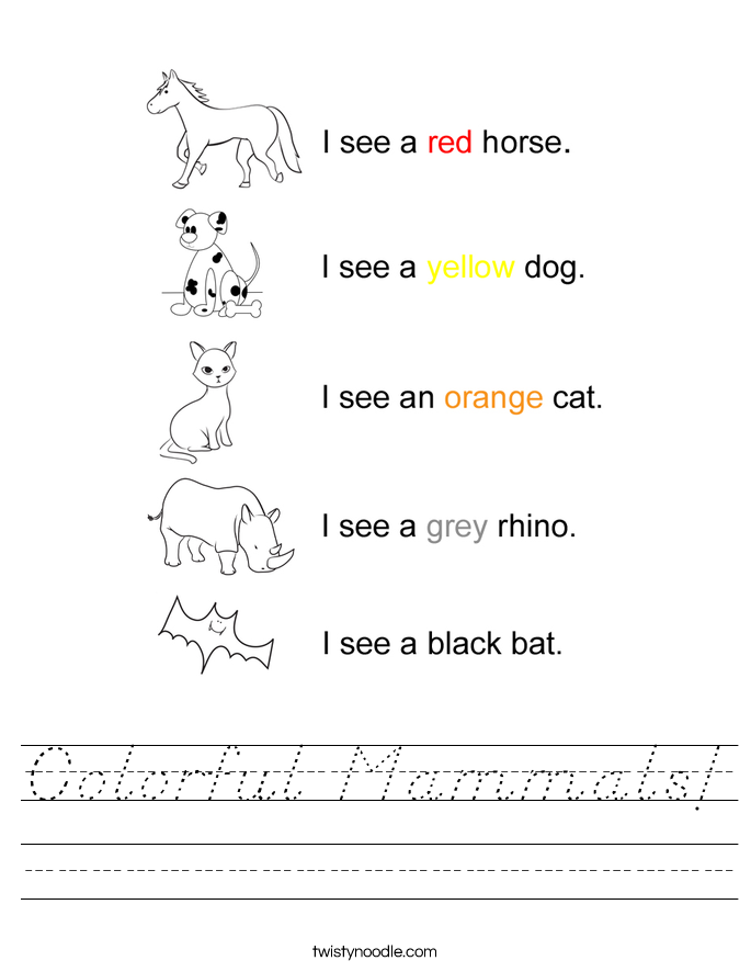 Colorful Mammals! Worksheet