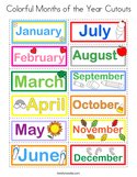 Colorful Months of the Year Cutouts Coloring Page