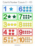 Colorful Number Cutouts (1-10) Coloring Page