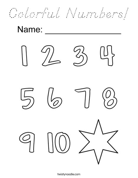Colorful Numbers! Coloring Page