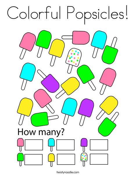 Colorful Popsicles! Coloring Page