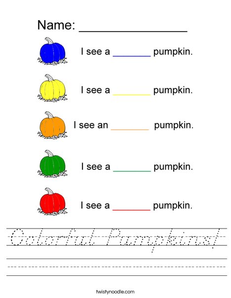 Colorful Pumpkins Worksheet