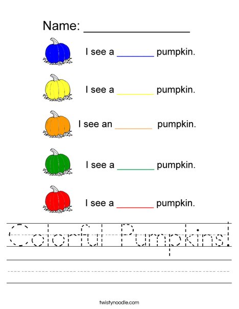 Colorful Pumpkins Worksheet