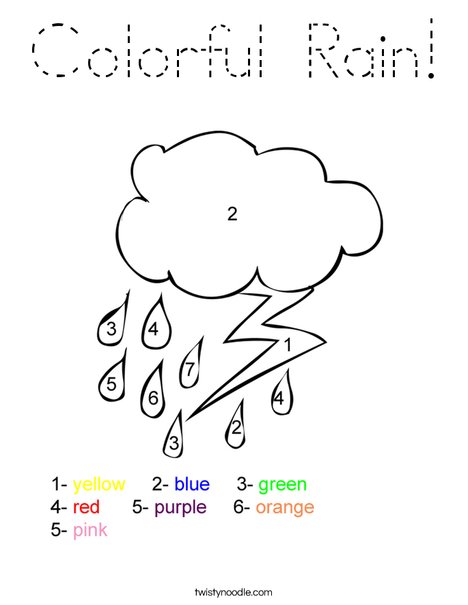 Colorful Rain Coloring Page