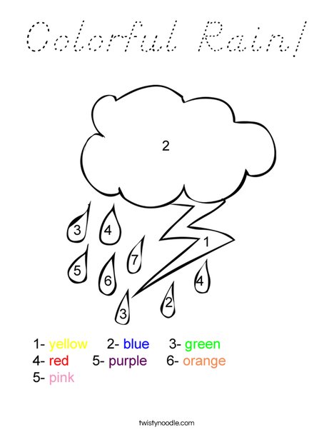 Colorful Rain Coloring Page