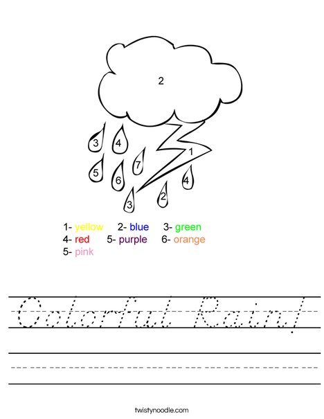 colorful rain worksheet dnealian twisty noodle