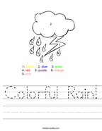 Colorful Rain Handwriting Sheet
