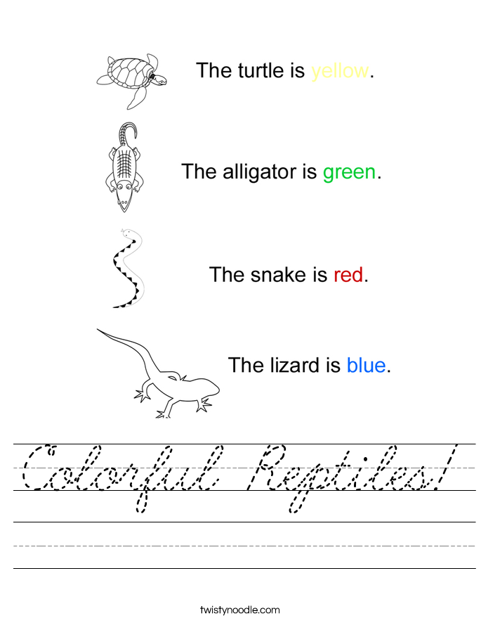Colorful Reptiles! Worksheet