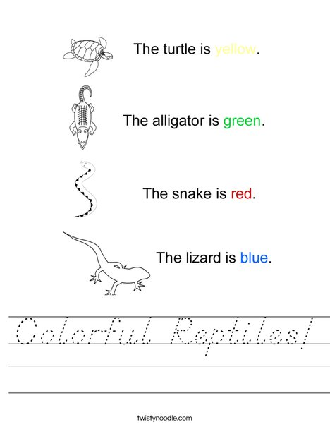 Colorful Reptiles Worksheet