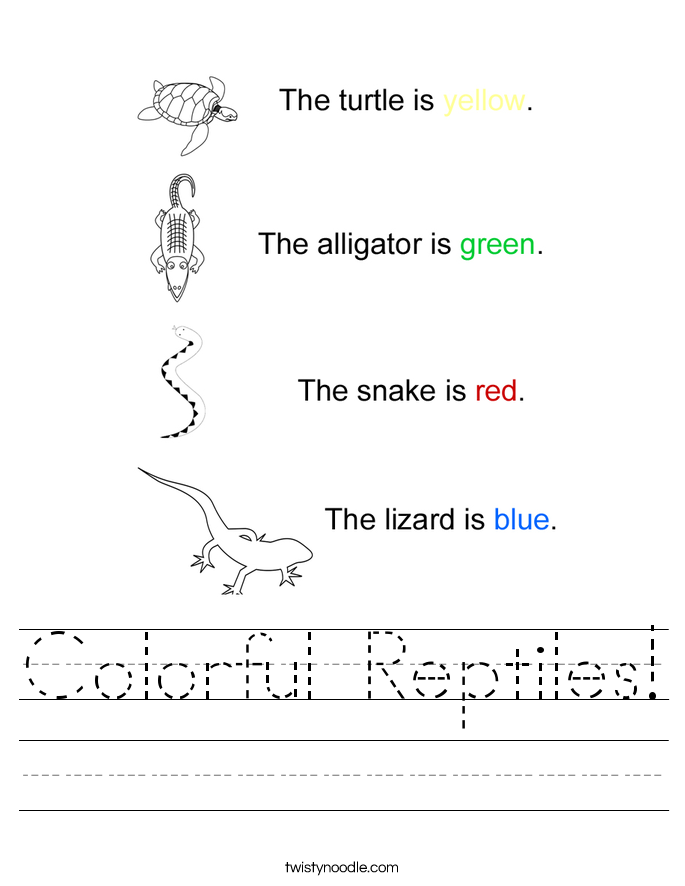 Colorful Reptiles Worksheet - Twisty Noodle