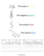Colorful Reptiles Handwriting Sheet