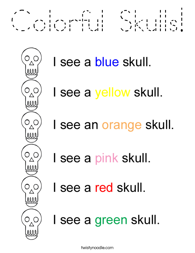 Colorful Skulls! Coloring Page