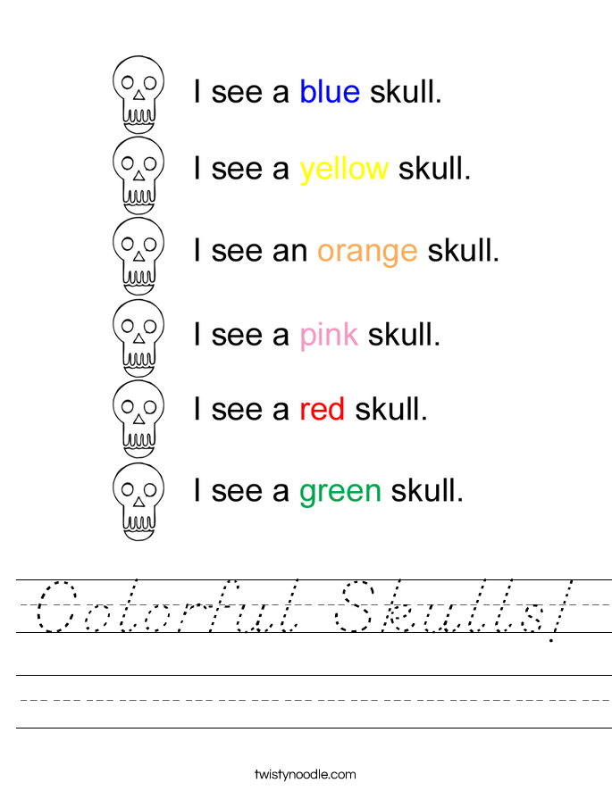 Colorful Skulls! Worksheet