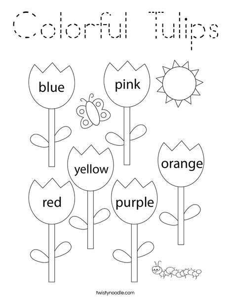 Colorful Tulips Coloring Page