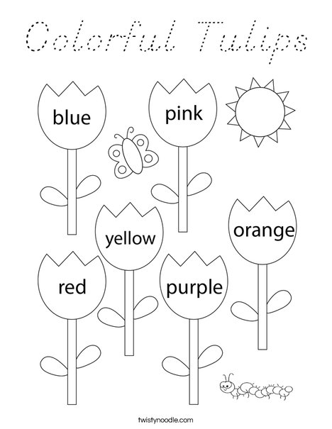 Colorful Tulips Coloring Page