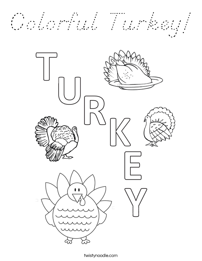 Colorful Turkey! Coloring Page