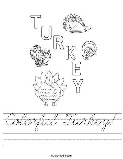 Colorful Turkey Worksheet