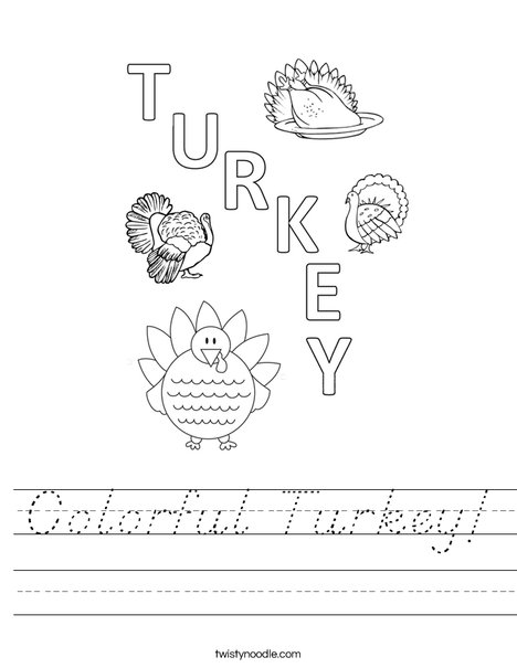 Colorful Turkey Worksheet