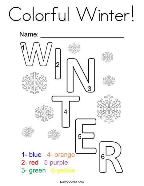 Colorful Winter Coloring Page - Twisty Noodle Colorful Winter Coloring Page - Twisty Noodle
