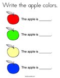 Write the apple colors. Coloring Page
