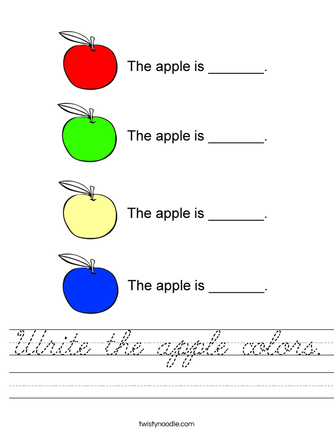 Write the apple colors. Worksheet
