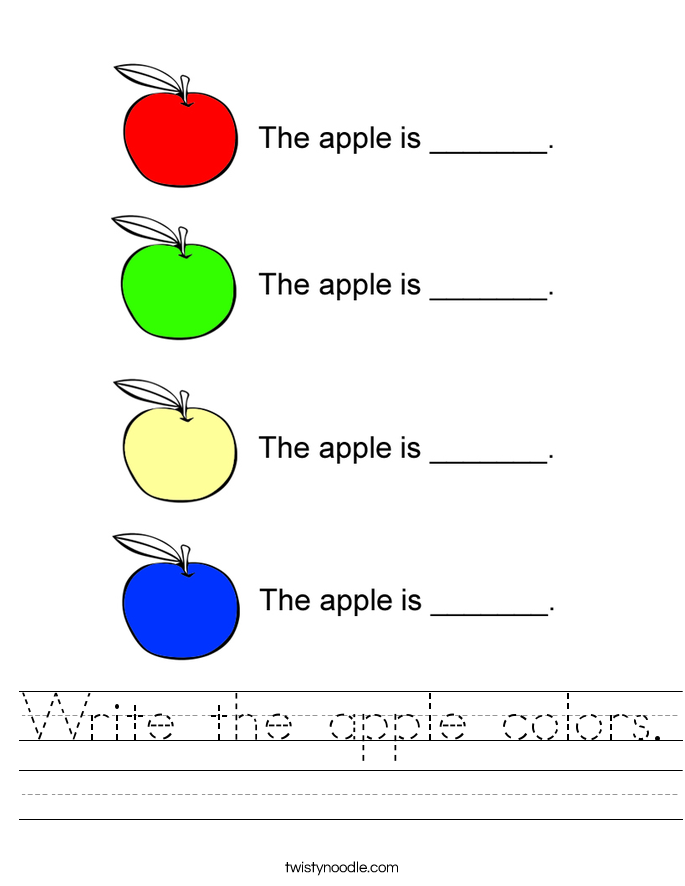 Write the apple colors. Worksheet