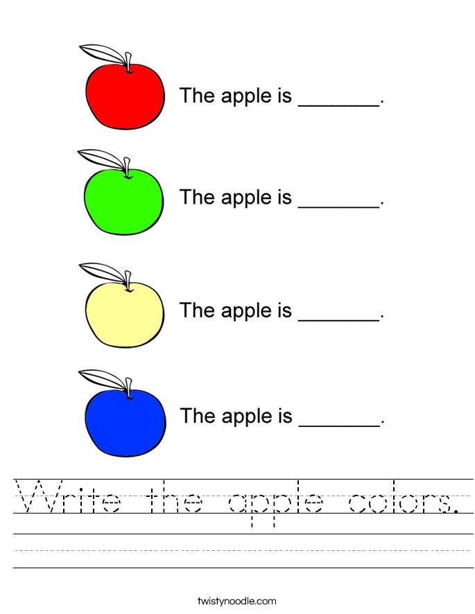 write the apple colors worksheet twisty noodle