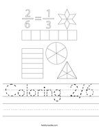 equivalent fractions worksheet shading Coloring 2/6 Handwriting Sheet