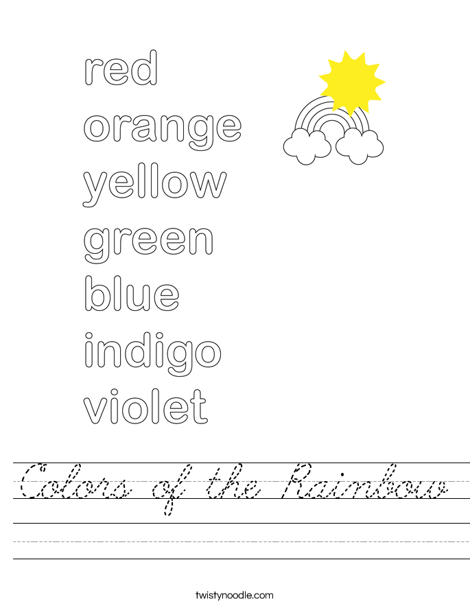 Colors of the Rainbow Worksheet