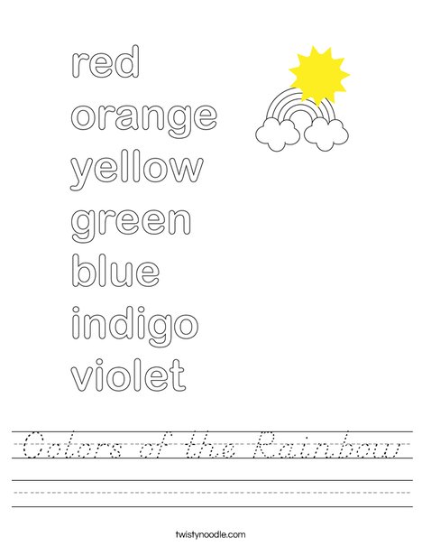 Colors of the Rainbow Worksheet