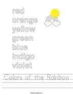 Colors of the Rainbow Handwriting Sheet