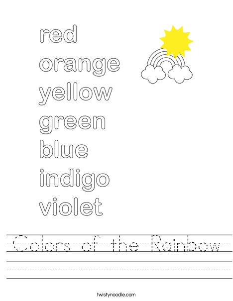 Colors of the Rainbow Worksheet Twisty Noodle Colors of the Rainbow Worksheet Twisty Noodle
