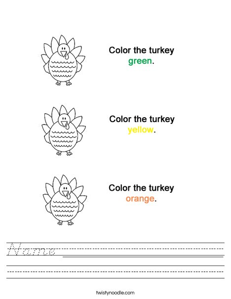 Colortheturkeys Worksheet