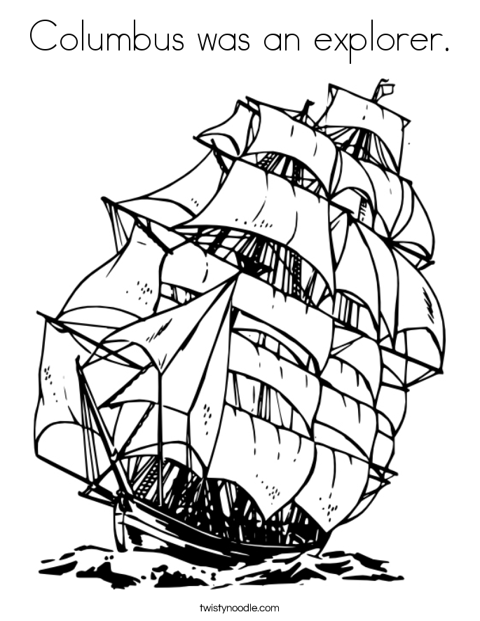 Download Columbus was an explorer Coloring Page - Twisty Noodle