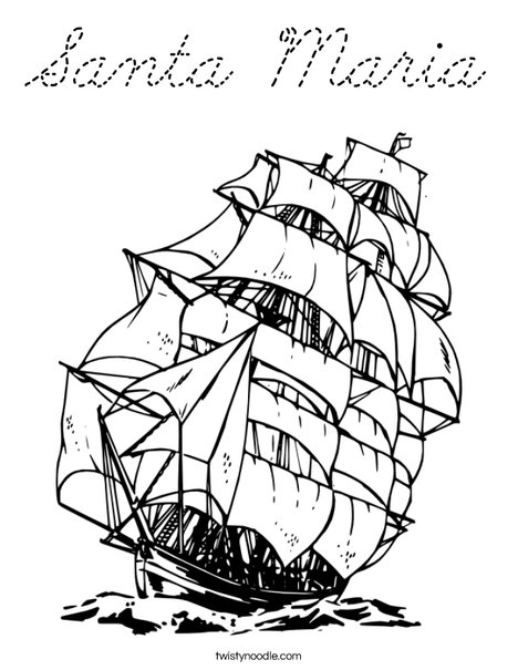 Columbus Day Ship Coloring Page