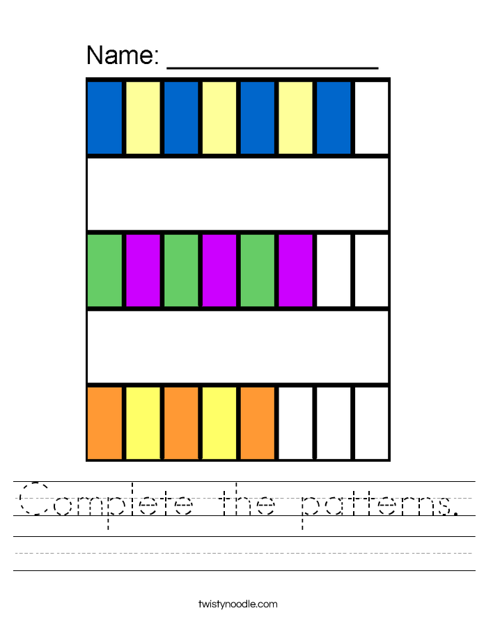 Complete the patterns. Worksheet