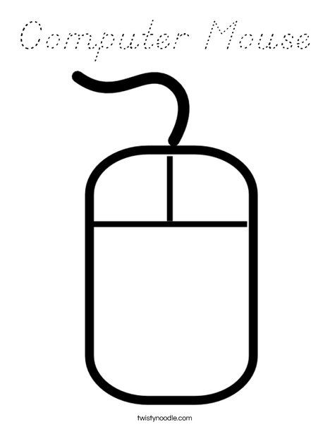 Computer Mouse Coloring Page - D'Nealian - Twisty Noodle