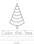 Color the Tree Handwriting Sheet