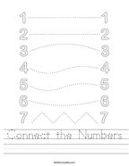 Connect the Numbers Handwriting Sheet